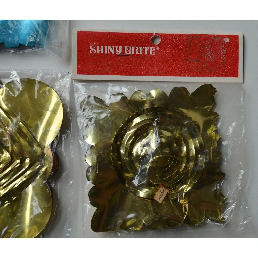 Vintage Shiny Brite Stretch Foil Garland Snowflake Winter Christmas Decor Japan